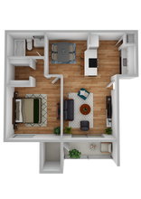 One Bedroom - One Bath Patio 5125 floor plan